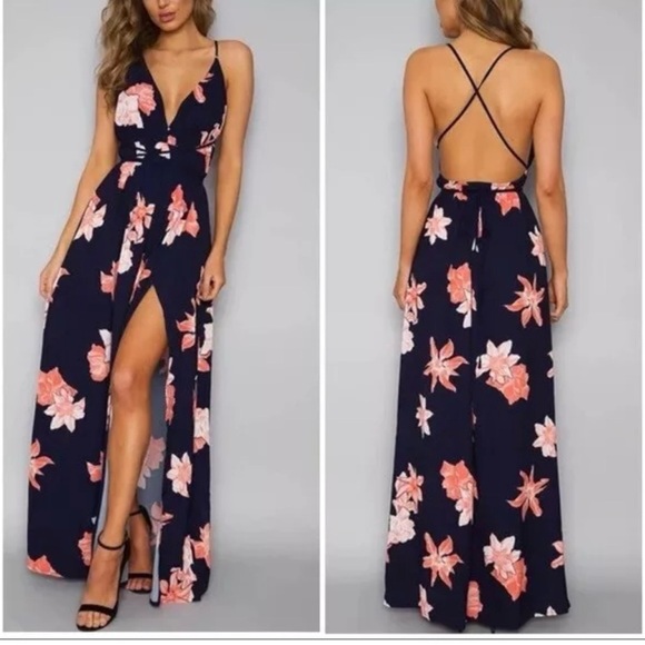 Hello Molly Dresses & Skirts - Floral Navy Maxi Dress- Hello Molly